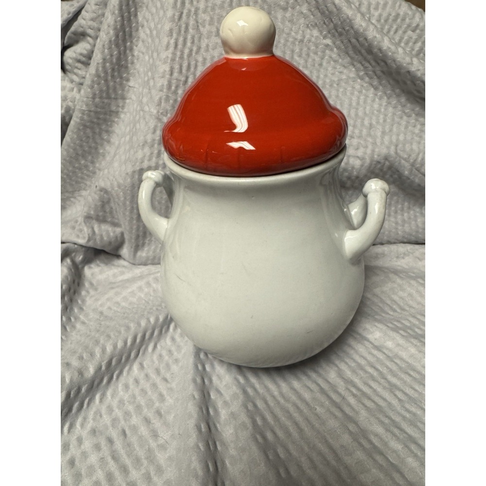 Vintage 1940-1960 Thomas Hughes Ironstone China Mustard Jam Pot Red Lid English - Picture 1 of 11